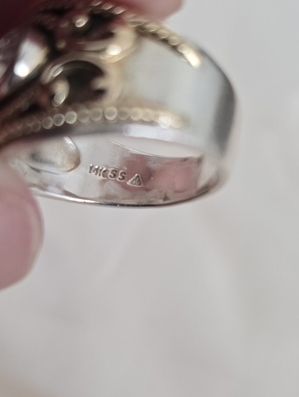 Etruscan Band Ring - Sterling + 14k - Picture 6 of 7
